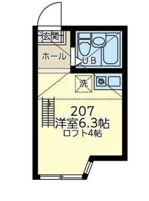 ユナイト浜町クリスピーナッツ(ワンルーム/2階)の間取り写真