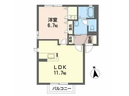 エクセレント双葉(1LDK/1階)の間取り写真