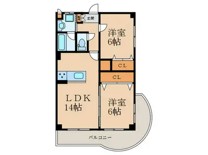 NEW GAEA上石田(2LDK/2階)の間取り写真