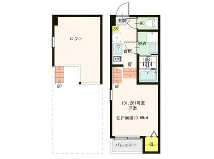 NEXUS H(1K/1階)の間取り写真