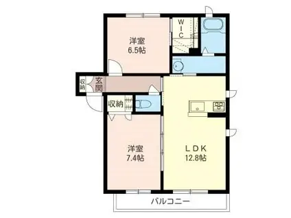 ブルーベリーヒル(2LDK/2階)の間取り写真