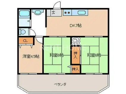 サンハイムモリグチ(3LDK/2階)の間取り写真
