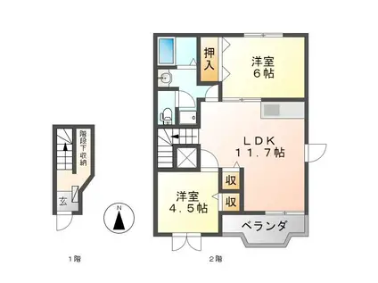 ユートピア次木B(2LDK/2階)の間取り写真