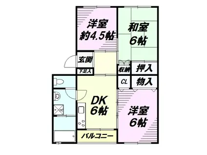 カミユ八王子(3DK/2階)の間取り写真