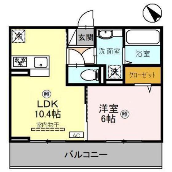DーROOM歌川町(1LDK/3階)の間取り写真