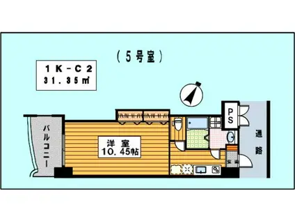 ロイヤルリバービュー(1K/9階)の間取り写真