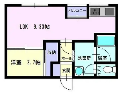 サウスコートYAMADA(1LDK/2階)の間取り写真