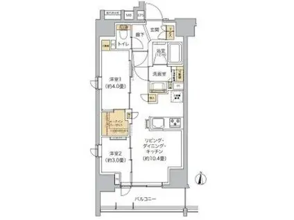 リビオメゾン東池袋(2LDK/4階)の間取り写真