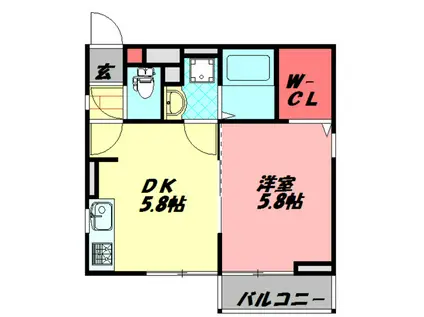 フォレストメゾンI(1DK/2階)の間取り写真