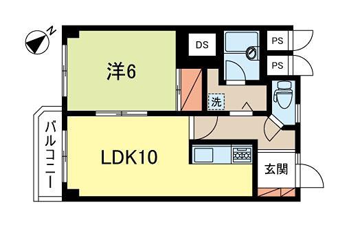 ファルコン荻窪(1LDK/2階)の間取り写真
