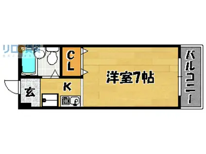 ラフォーレ大桐(1K/4階)の間取り写真