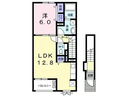 シャイニー 1LDK(1LDK/2階)の間取り写真