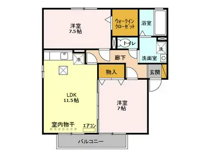 アトリオA(2LDK/2階)の間取り写真
