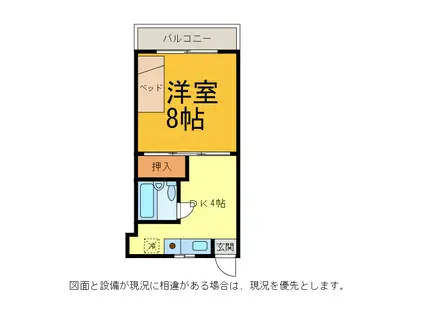 みずほ寮(1DK/3階)の間取り写真