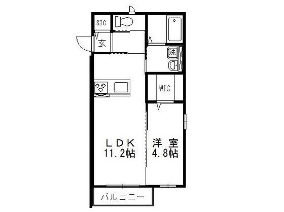 リデンテ平田(1LDK/2階)の間取り写真