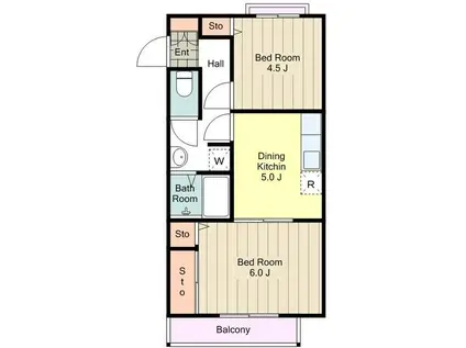 ヴィレッジM(2DK/2階)の間取り写真