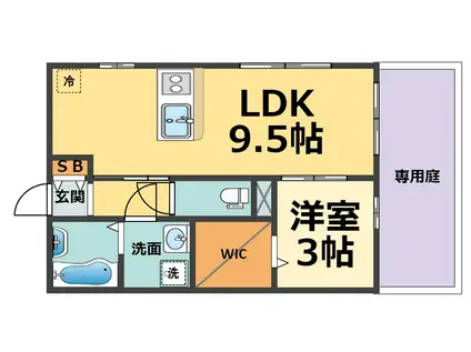 ボナールクレハ(1LDK/1階)の間取り写真