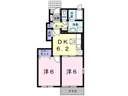 アバンツァートMII(2DK/1階)の間取り写真