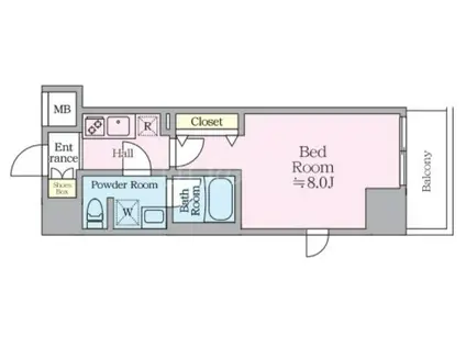 ルフレグランデ川崎ドゥーエ(1K/8階)の間取り写真