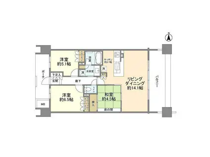 サンクタス立川T1818(3LDK/8階)の間取り写真