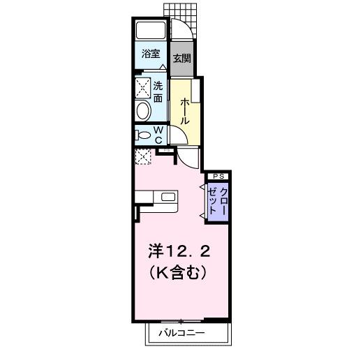フォーゲルA(ワンルーム/1階)の間取り写真
