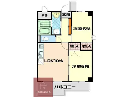 フルーブシャトー(2LDK/6階)の間取り写真