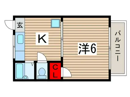 パークハイム(1K/2階)の間取り写真