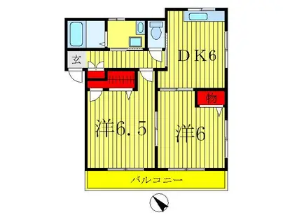 パークヒル(2DK/2階)の間取り写真