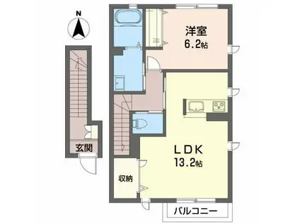 ルピナスA棟(1LDK/2階)の間取り写真