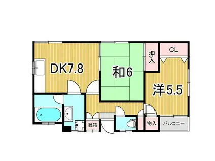 浅香ハウス(2DK/2階)の間取り写真