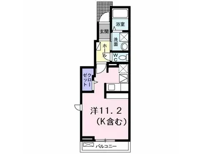 トビアスガーデン鴨島 A(ワンルーム/1階)の間取り写真