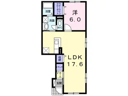 F.L.スプリングメッセ(1LDK/1階)の間取り写真