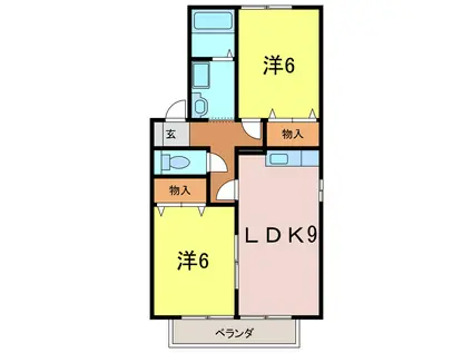 ぷらっとS・OKINO C棟(2LDK/2階)の間取り写真