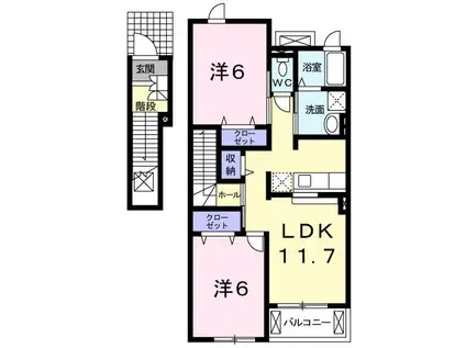 グランド-ルET C(2LDK/2階)の間取り写真
