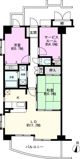 サンテレスIM(2SLDK/2階)の間取り写真
