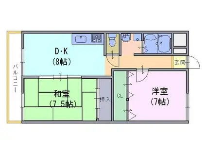 アプタウンハウス(2DK/3階)の間取り写真