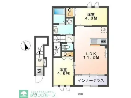 シリウス港南台(2LDK/2階)の間取り写真