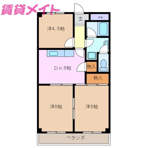ルラージュ(3DK/5階)の間取り写真