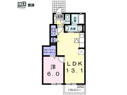 ヴィラ リヴィエール A(1LDK/1階)の間取り写真