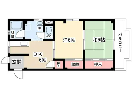 香南ハイツ(2DK/2階)の間取り写真