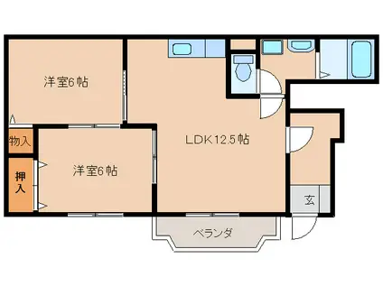 ロジュマンMTO(2LDK/1階)の間取り写真