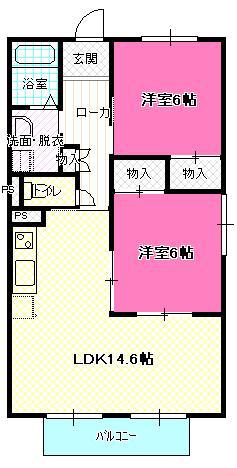 コーポマグノリア(2LDK/2階)の間取り写真