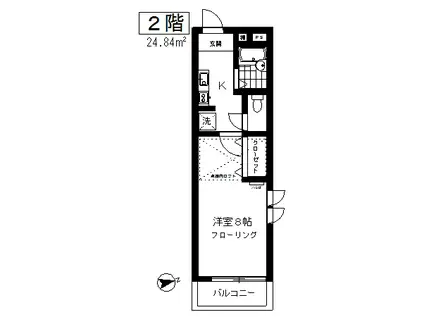 メゾン・ド・ソレイユ(1K/2階)の間取り写真