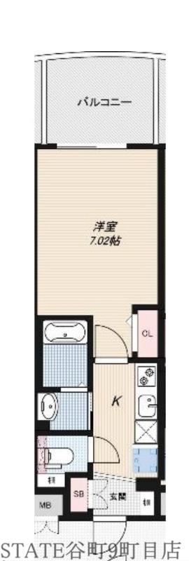 LUXE大阪城南(1K/8階)の間取り写真