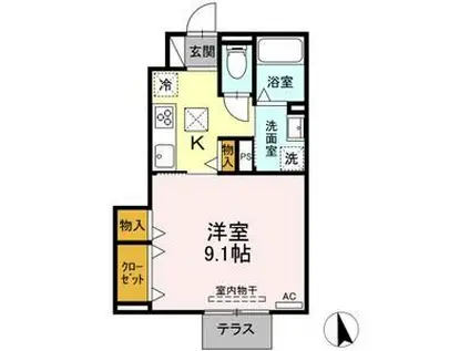 フォーブル小針(1K/1階)の間取り写真