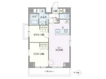 オープンブルーム押上(2LDK/9階)の間取り写真