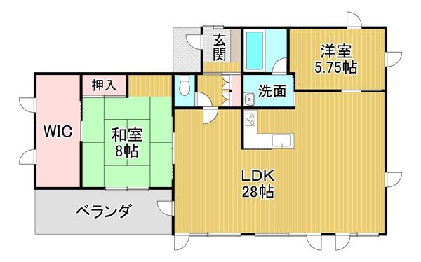 ＪＲ根室本線 帯広駅 徒歩43分 2階建 築31年(2LDK/2階)の間取り写真
