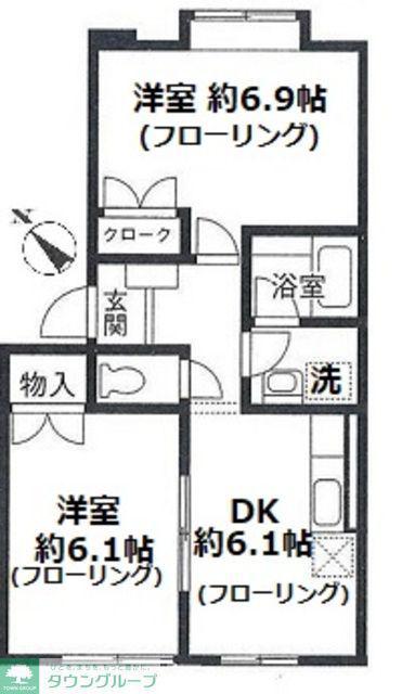 アトリオ千年(2DK/1階)の間取り写真