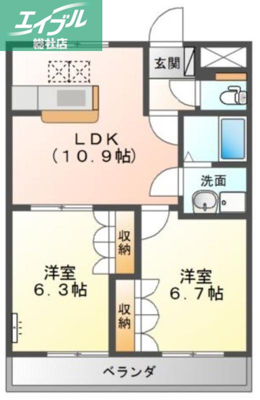 レガート(2LDK/1階)の間取り写真