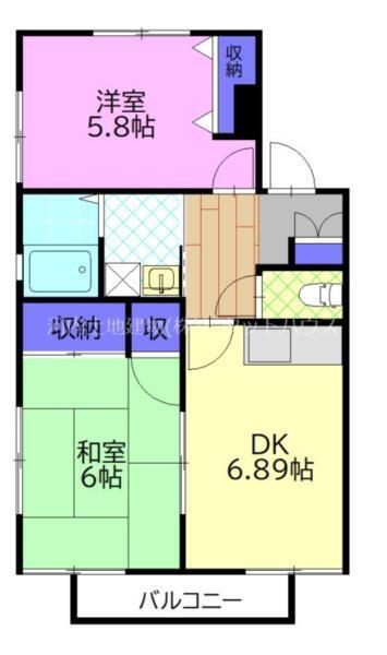 ブランシュール岡本(2DK/1階)の間取り写真